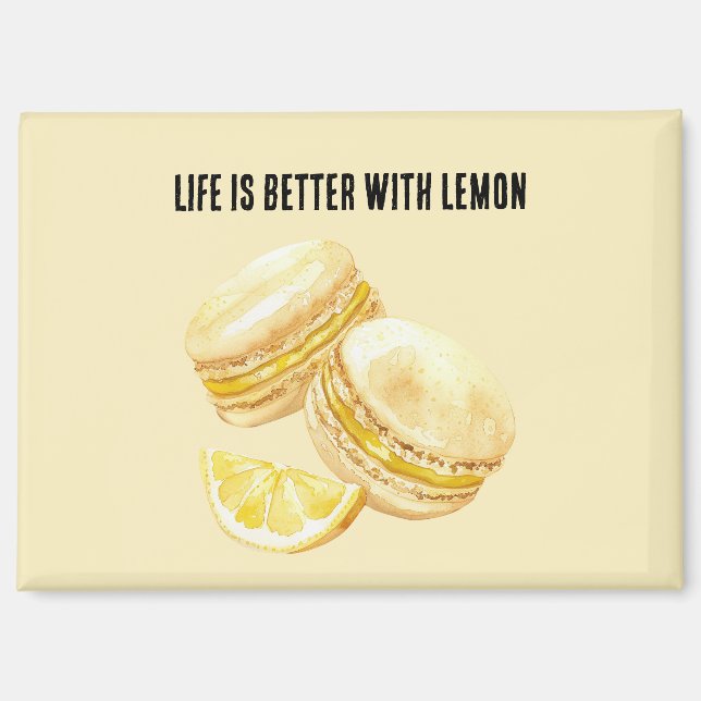 Lemon Yellow Macarons Magnet (Front)