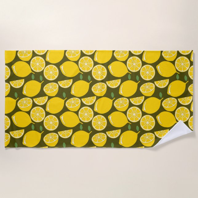 Lemon Yellow Modern Fun Cute Beach Towel (Front)