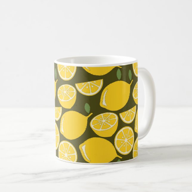 Lemon Yellow Modern Fun Cute Coffee Mug (Front Right)