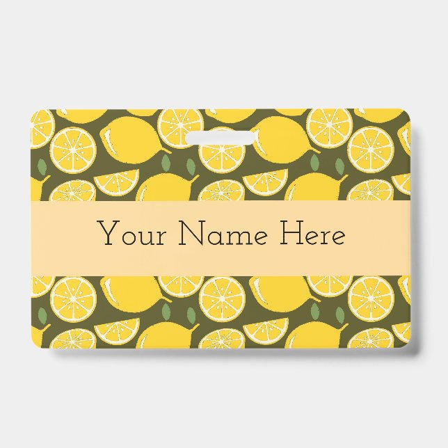 Lemon Yellow Modern Fun Cute ID Badge (Front)