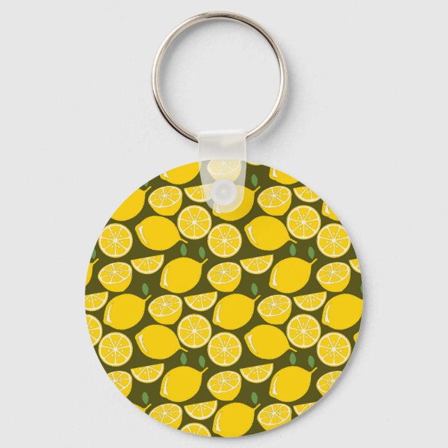 Lemon Yellow Modern Fun Cute Key Ring (Front)