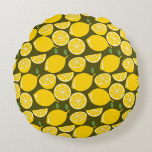 Lemon Yellow Modern Fun Cute Round Cushion