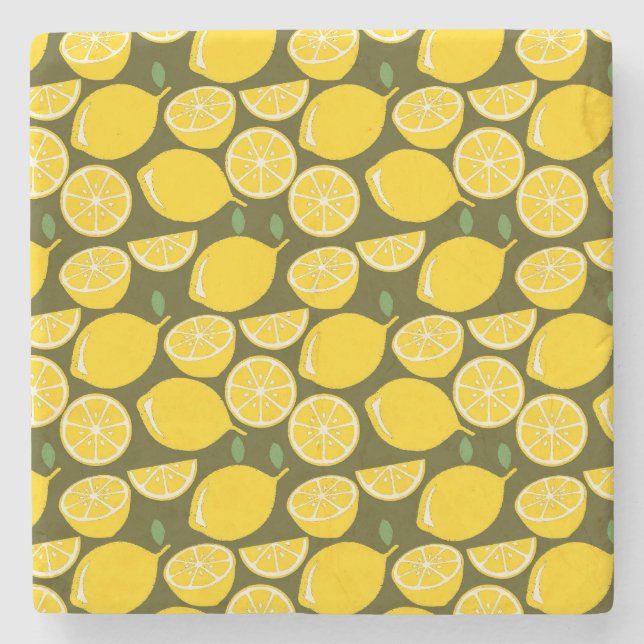 Lemon Yellow Modern Fun Cute Stone Coaster (Front)