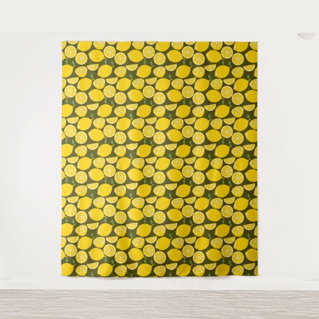 Lemon Yellow Modern Fun Cute Tapestry (Front)