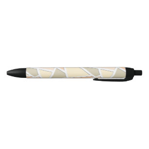 Lemon yellow mosaic pattern black ink pen