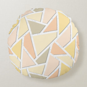 Lemon yellow mosaic pattern round cushion