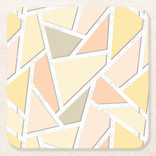 Lemon yellow mosaic pattern square paper coaster
