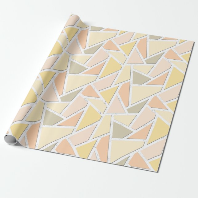 Lemon yellow mosaic pattern wrapping paper (Unrolled)