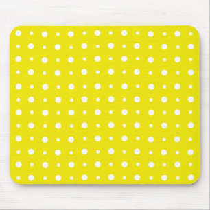Lemon Yellow Mousepad, White Polka Dots Mouse Pad