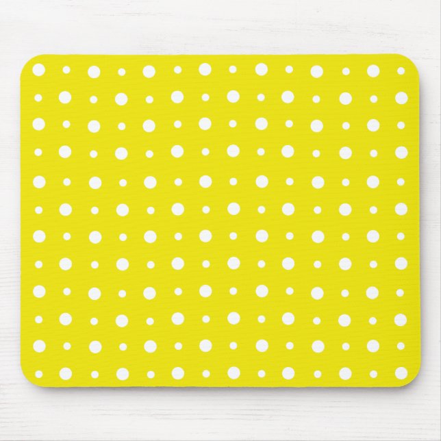 Lemon Yellow Mousepad, White Polka Dots Mouse Pad (Front)