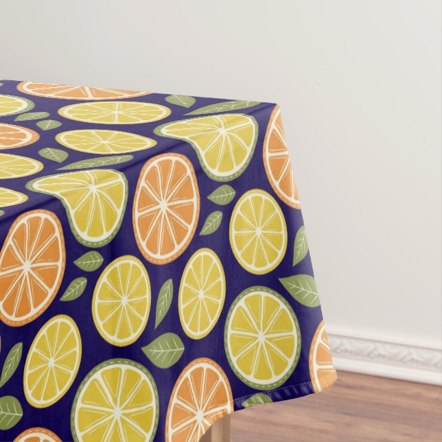 Lemon yellow orange  Pattern blue Tablecloth (In Situ)