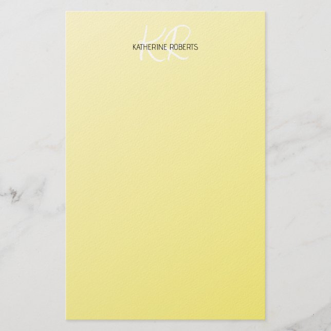 Lemon Yellow Personalised Stationery Paper (Front)