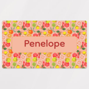 Lemon yellow pink pattern Labels with name