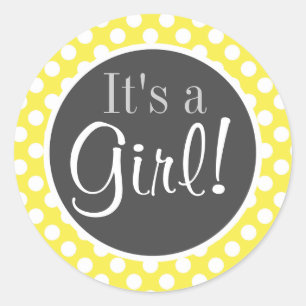 Lemon Yellow Polka Dots Classic Round Sticker