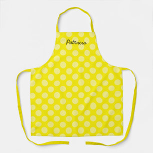 Lemon Yellow Polka Dots Name Gift Party Favour Coo Apron