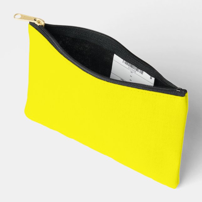 Lemon Yellow Print Cut Sew Small Accessory Pouch (Open)