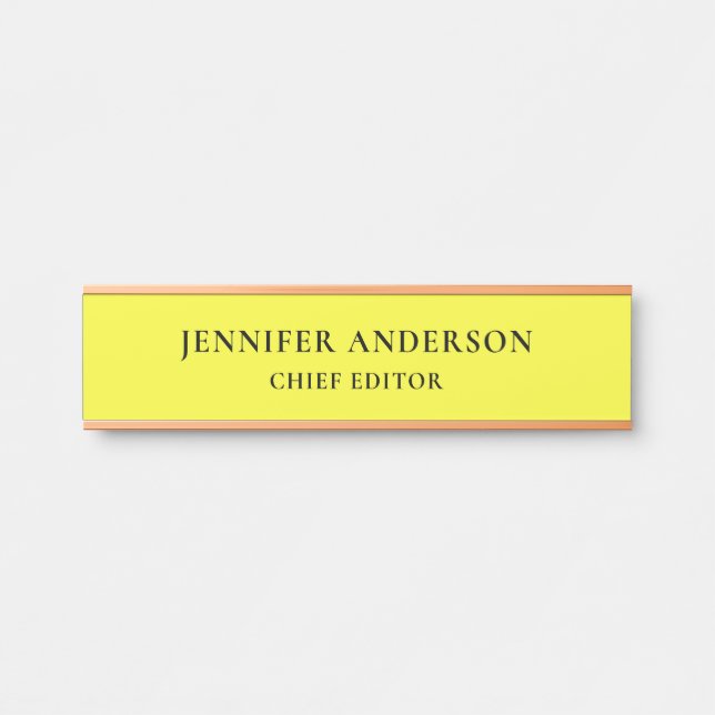 Lemon Yellow Professional Modern Plain Minimalist Door Sign (Front)