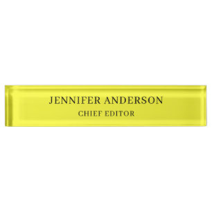 Lemon Yellow Professional Modern Plain Minimalist Nameplate