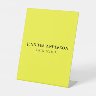 Lemon Yellow Professional Modern Plain Minimalist Pedestal Sign