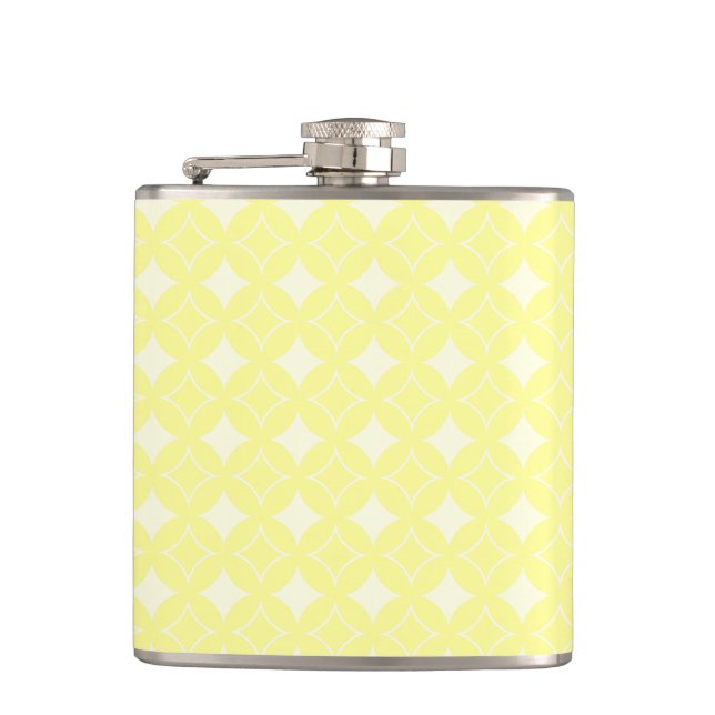 Lemon yellow shippo pattern hip flask (Front)