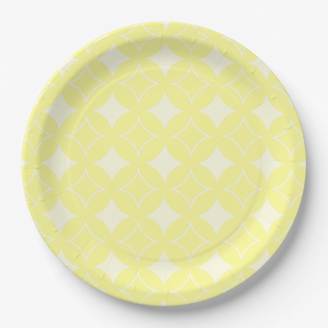 Lemon yellow shippo pattern paper plate (Front)