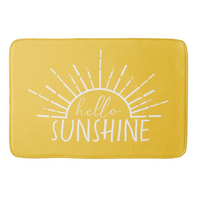 Lemon Yellow Simple Modern Hello Sunshine       Bath Mat (Front)