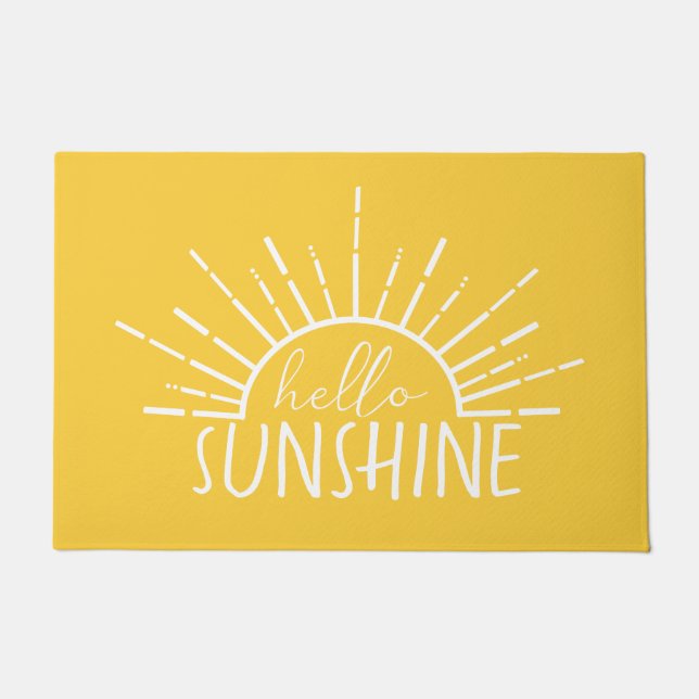 Lemon Yellow Simple Modern Hello Sunshine       Doormat (Front)