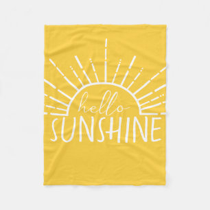 Lemon Yellow Simple Modern Hello Sunshine Fleece Blanket