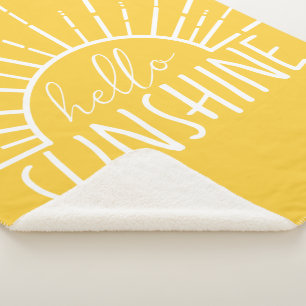 Lemon Yellow Simple Modern Hello Sunshine       Sherpa Blanket
