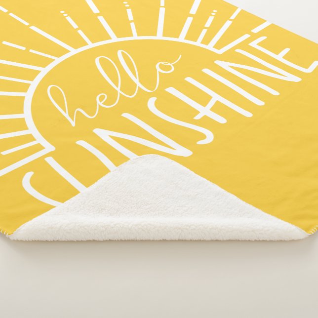 Lemon Yellow Simple Modern Hello Sunshine       Sherpa Blanket (3/4)