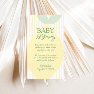 Lemon Yellow Striped Books For Baby Library Enclosure Card