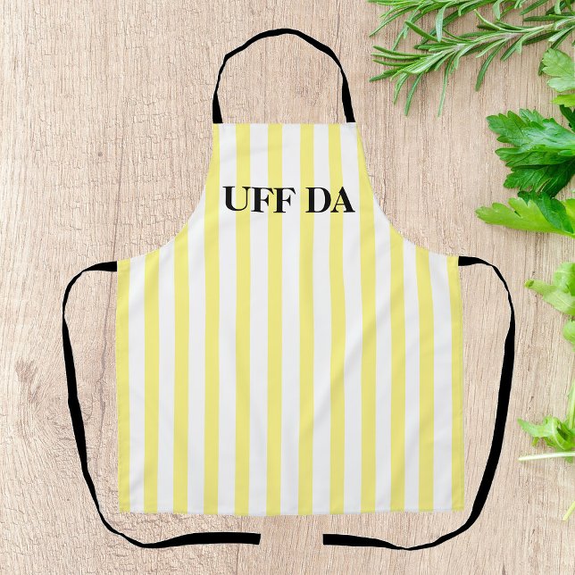 Lemon Yellow Striped Uff Da All-Over Print Apron (Creator Uploaded)