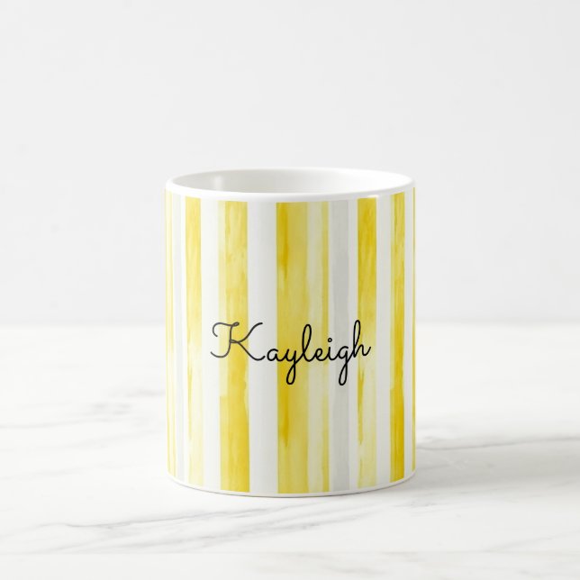 Lemon Yellow Stripes  Coffee Mug (Center)
