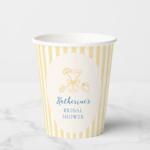 Lemon Yellow Stripes Paper Cups