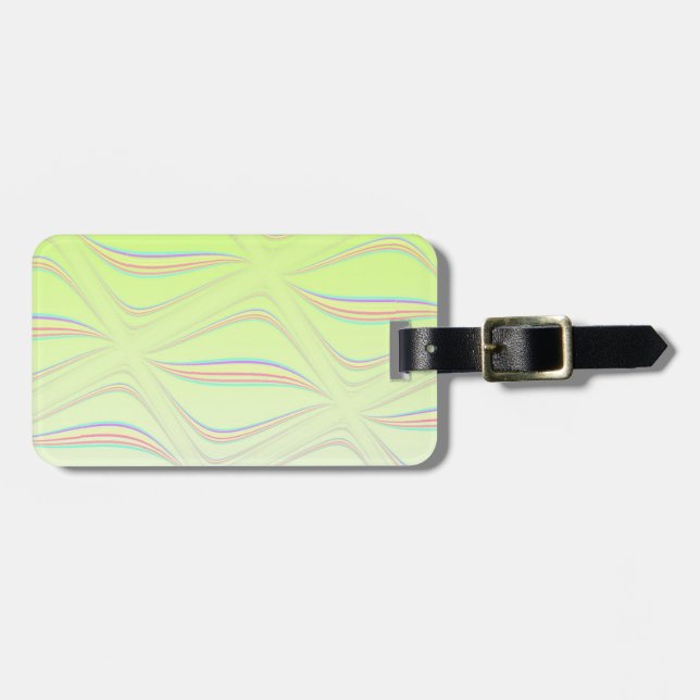 Lemon Yellow Swirly Pattern Luggage Tag (Front Horizontal)