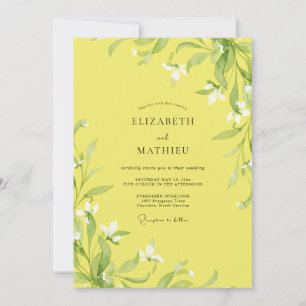 Lemon Yellow Vine Wedding Invitation