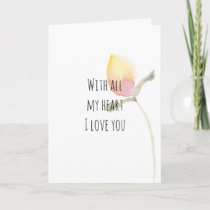 Lemon Yellow Watercolor Flower Love Card