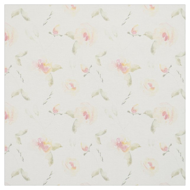 Lemon Yellow Watercolor Flowers Fabric (Swatch)