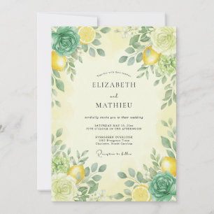 Lemon Yellow Zesty Citrus Summer Wedding Invitation