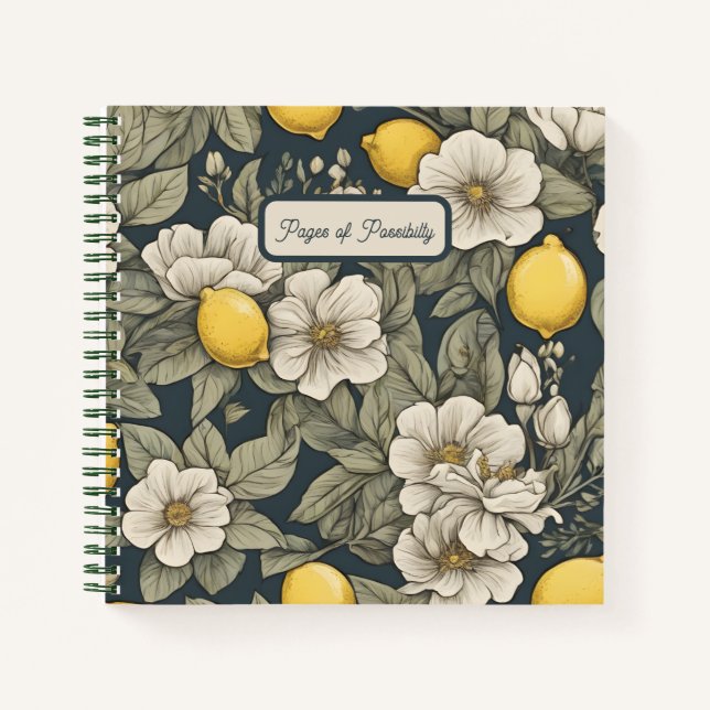 Lemon Zest and Floral Notes: Square Notebook (Front)