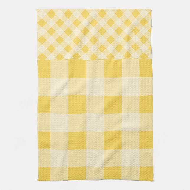 Lemon Zest Gingham pattern Tea Towel (Vertical)