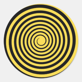 Lemon Zest Yellow & Black Spiral Customised Blank Classic Round Sticker
