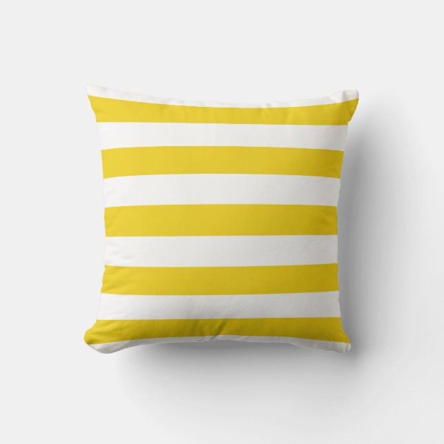 Lemon Zest Yellow Bold Striped Pillow (Front)