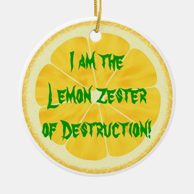 Lemon Zester of Destruction! Ceramic Tree Decoration (Front)