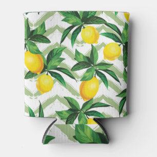 Lemon zigzag: vintage hand-drawn pattern. can cooler