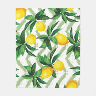 Lemon zigzag: vintage hand-drawn pattern. fleece blanket