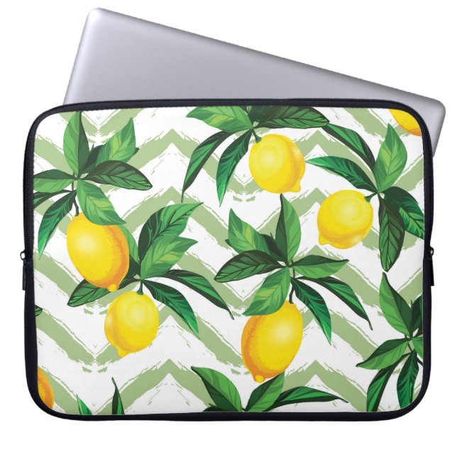 Lemon zigzag: vintage hand-drawn pattern. laptop sleeve (Front)