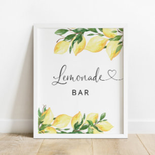 Lemonade Bar Lemon Floral Poster