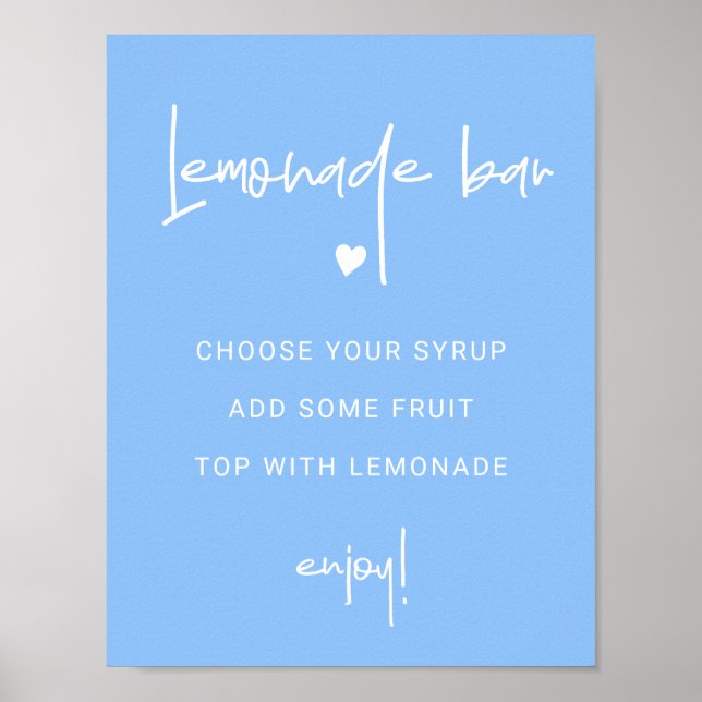Lemonade Bar Sign For Shower Party Blue Template (Front)