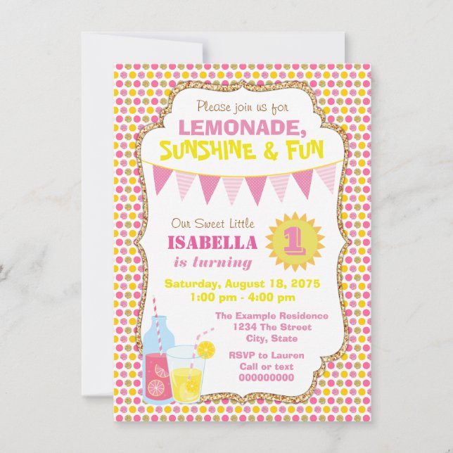 Lemonade Birthday Party Invitations (Front)
